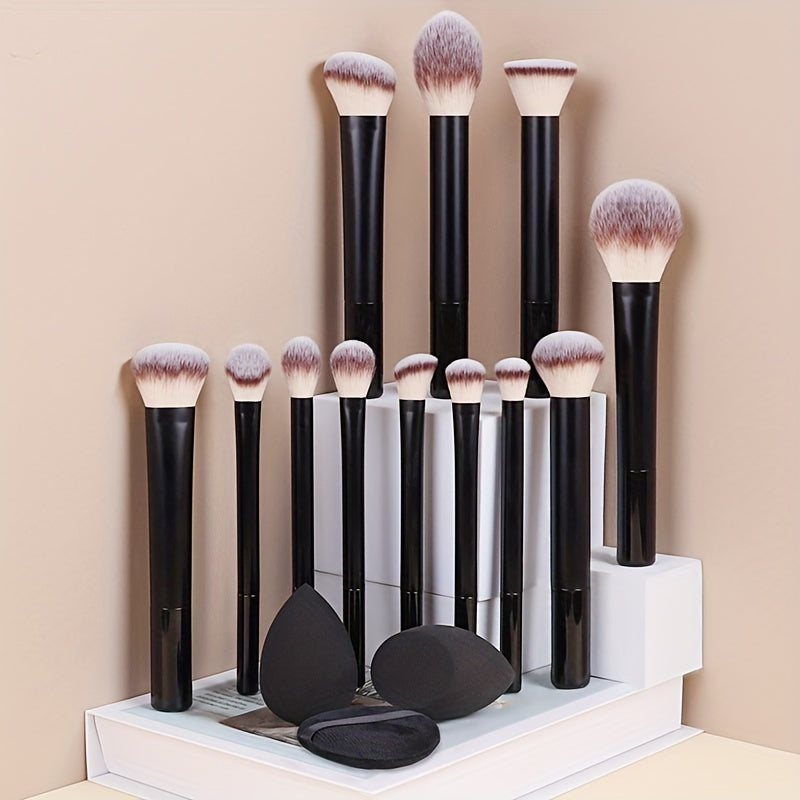 Luxury 15-Piece Makeup Brush Set – Soft Bristles & 5 Stunning Colors