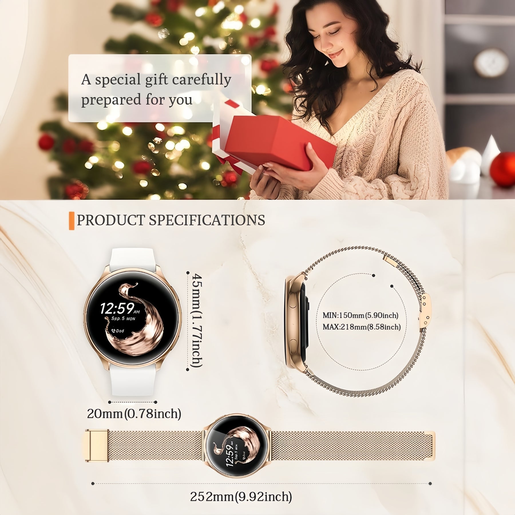 Little Meatball Women’s Smartwatch – Minimalist Style with Cycle Tracking and IP67 Water Resistance