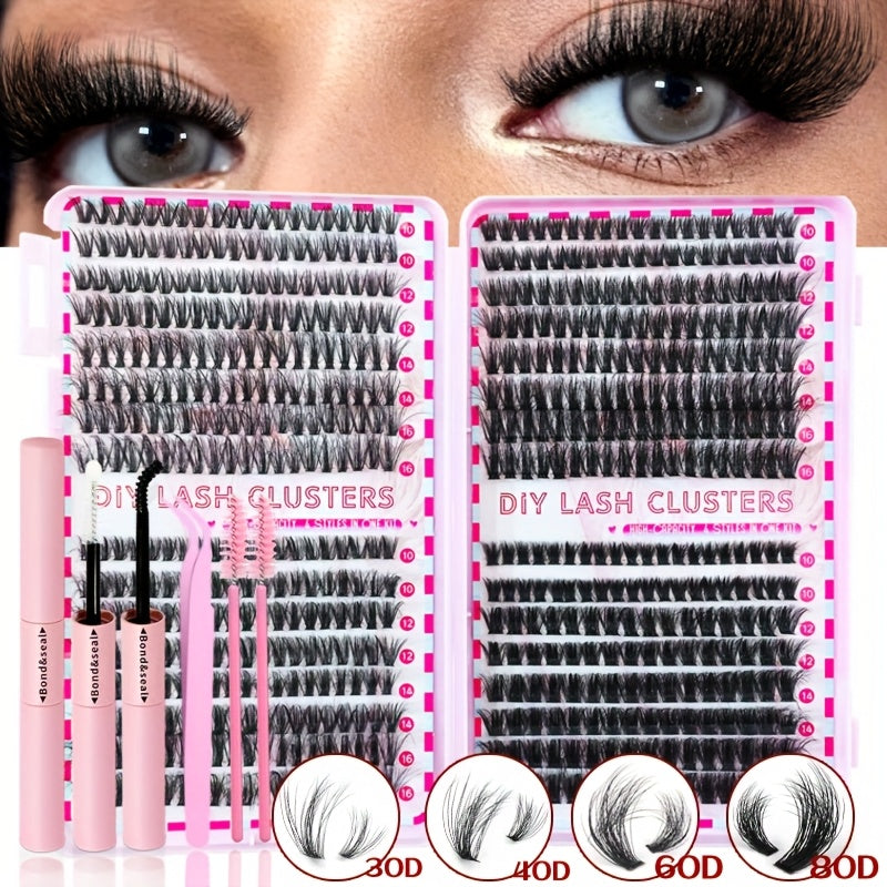 Complete Individual Clusters Lashes Kit – 640 Pieces, Easy Application