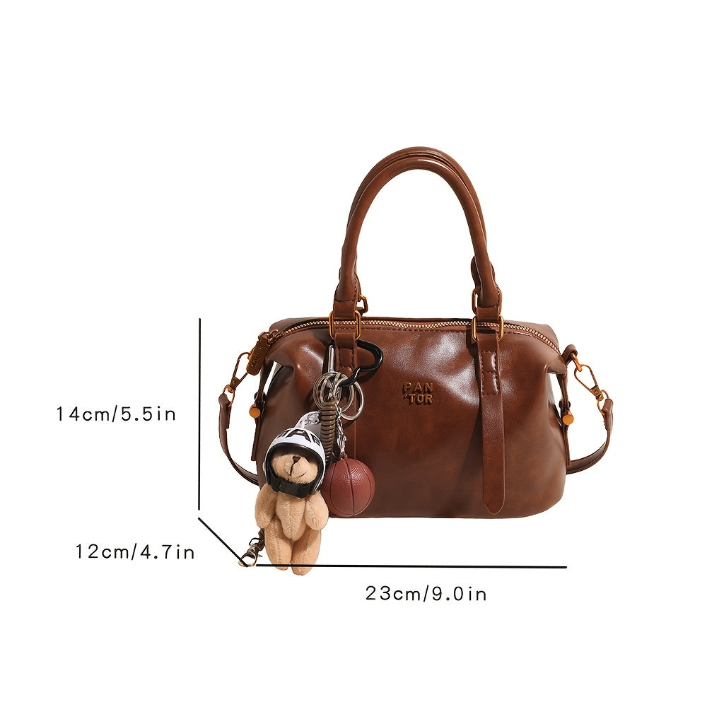 Retro Chic PU Shoulder Bag – Adjustable Strap & Geometric Style