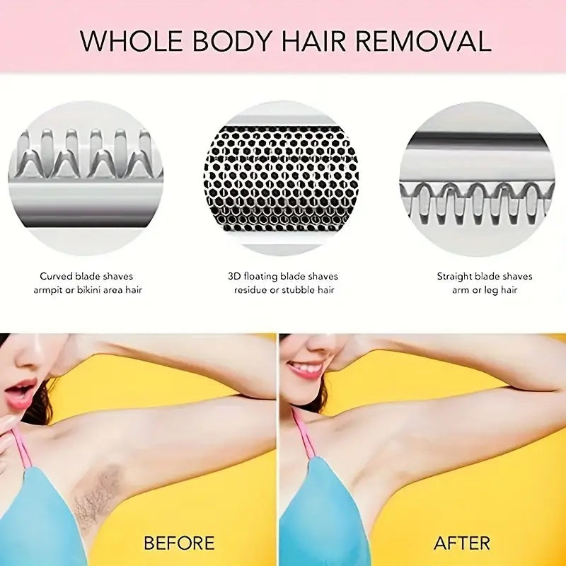 4-in-1 Rechargeable Women’s Shaver – Face, Body, Nose & Eyebrow Trimmer