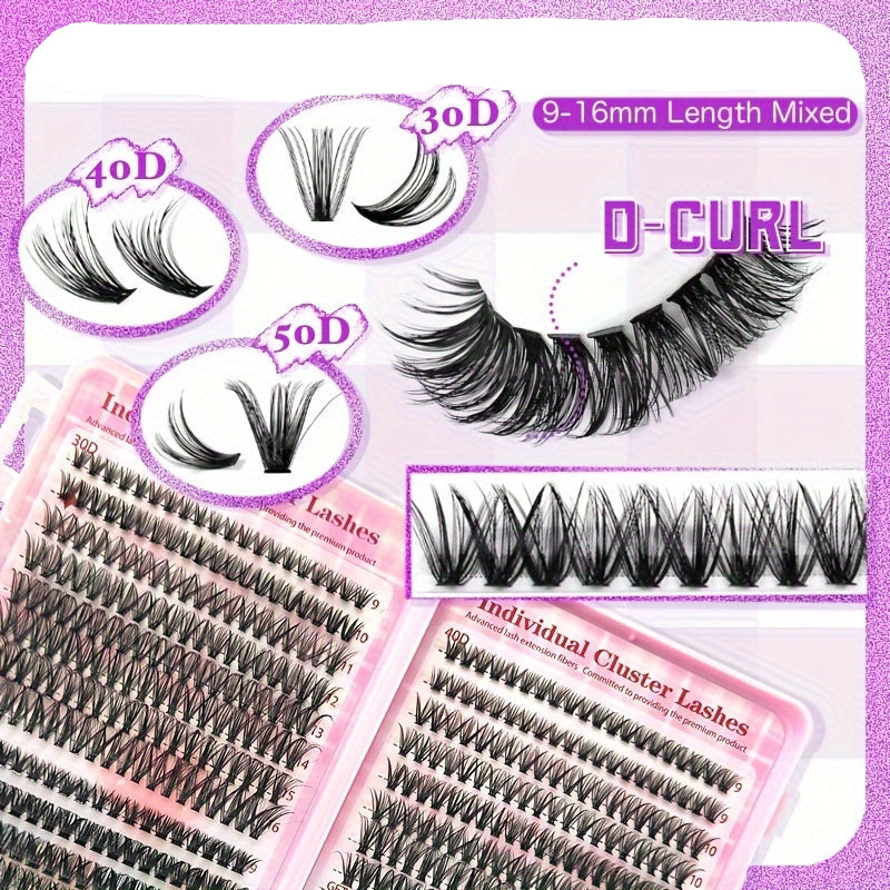 Complete Individual Clusters Lashes Kit – 640 Pieces, Easy Application