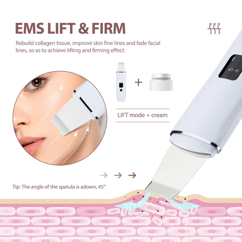 Skin Scrubber Esfoliante Ultrassônico Facial Limpador de Poros e Acne