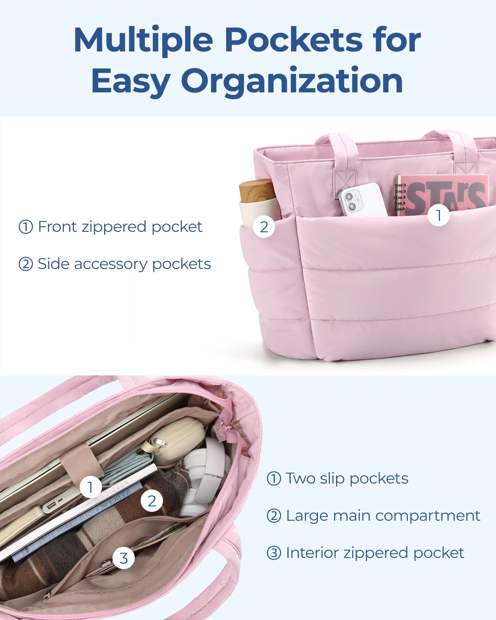 PuffEase Square Cotton Padded Tote Bag