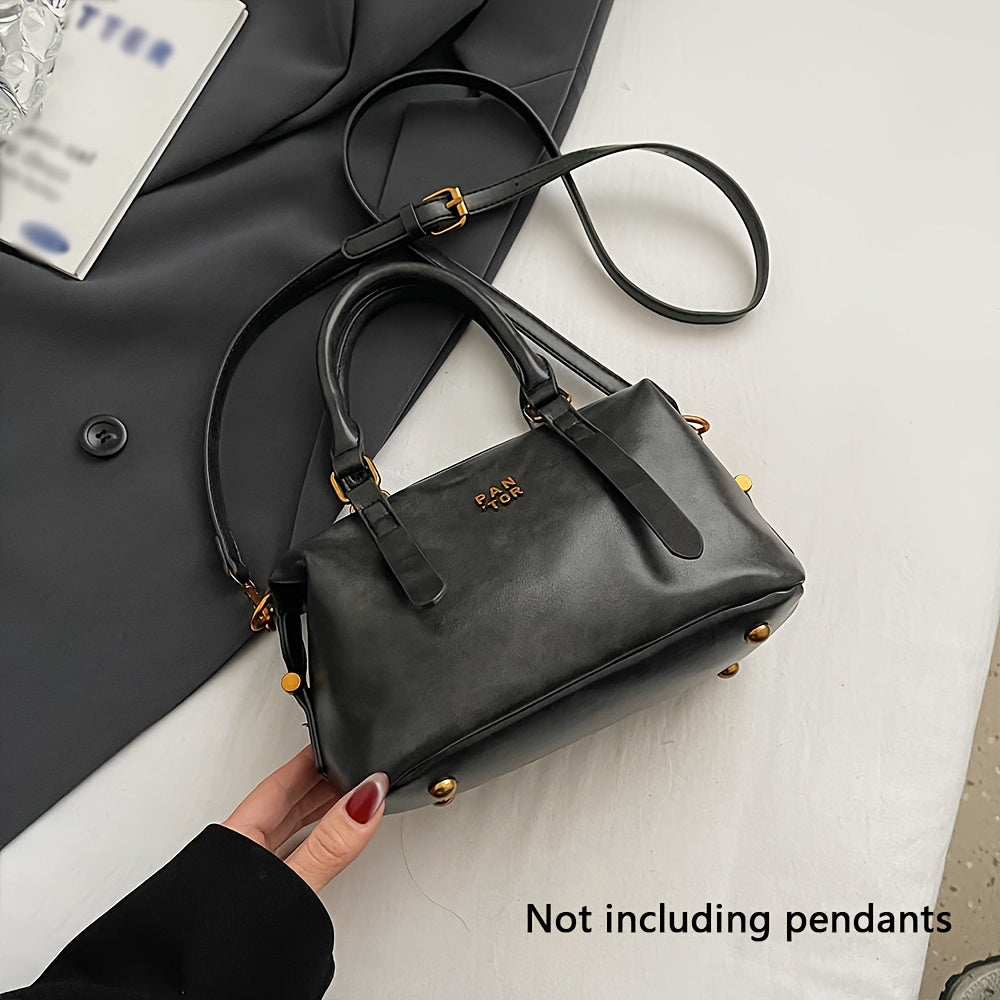 Retro Chic PU Shoulder Bag – Adjustable Strap & Geometric Style