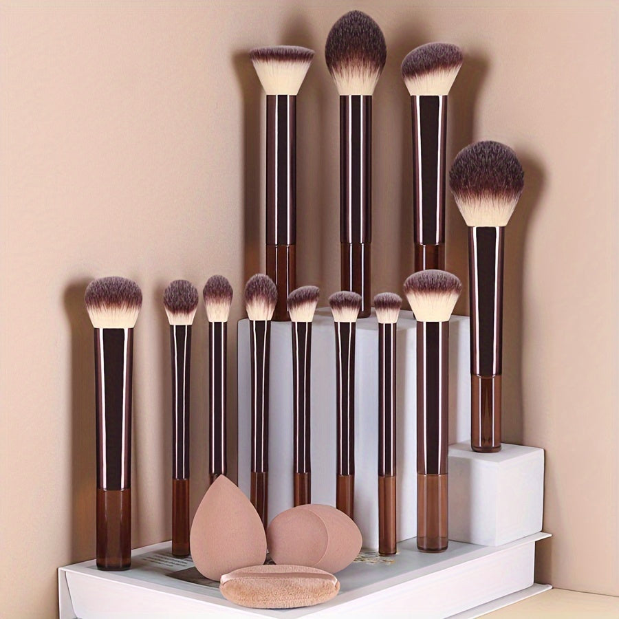 Luxury 15-Piece Makeup Brush Set – Soft Bristles & 5 Stunning Colors