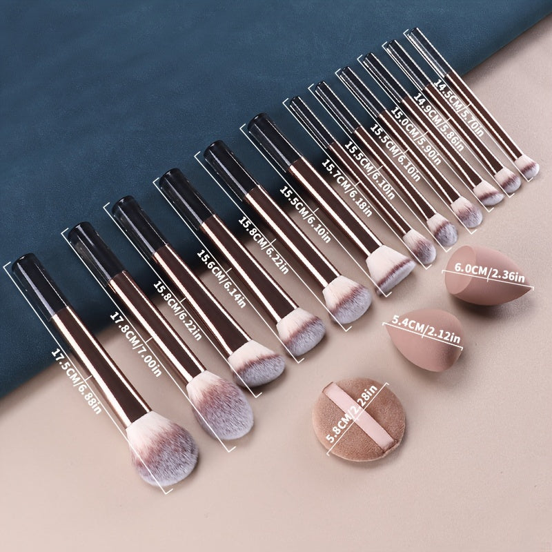 Luxury 15-Piece Makeup Brush Set – Soft Bristles & 5 Stunning Colors