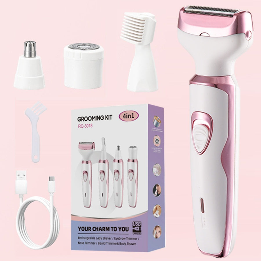 4-in-1 Rechargeable Women’s Shaver – Face, Body, Nose & Eyebrow Trimmer
