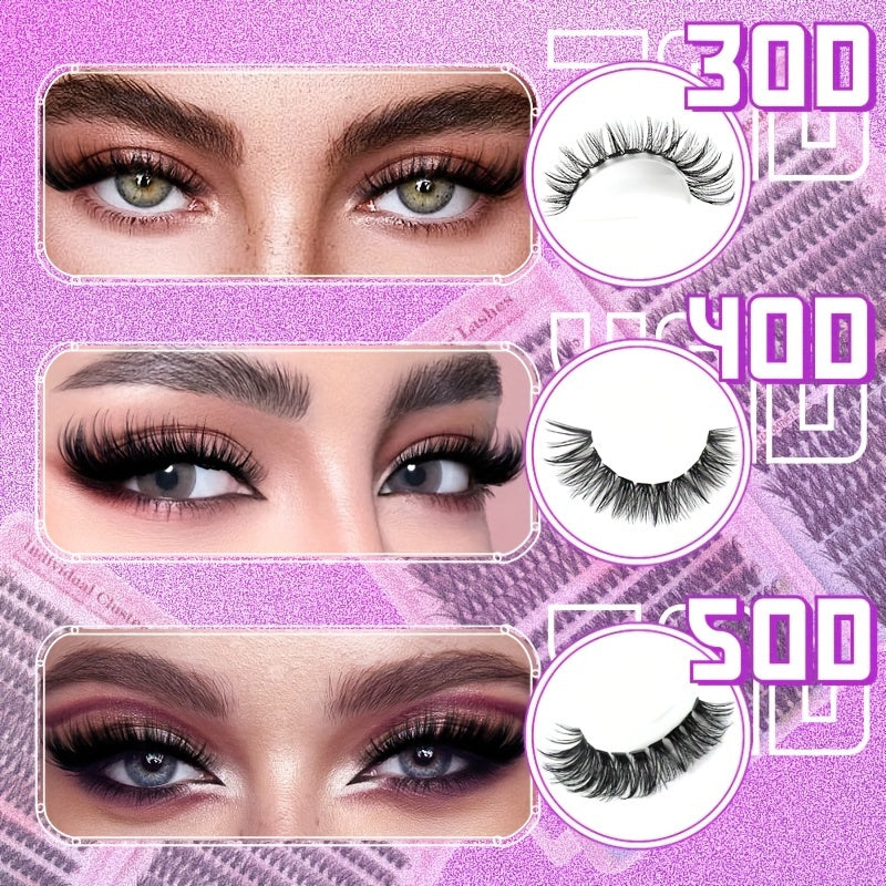Complete Individual Clusters Lashes Kit – 640 Pieces, Easy Application