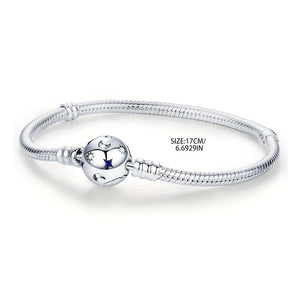 Elegant 925 Silver-Plated Moon & Stars Bracelet with Synthetic Zirconia