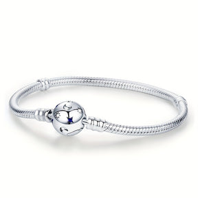 Elegant 925 Silver-Plated Moon & Stars Bracelet with Synthetic Zirconia