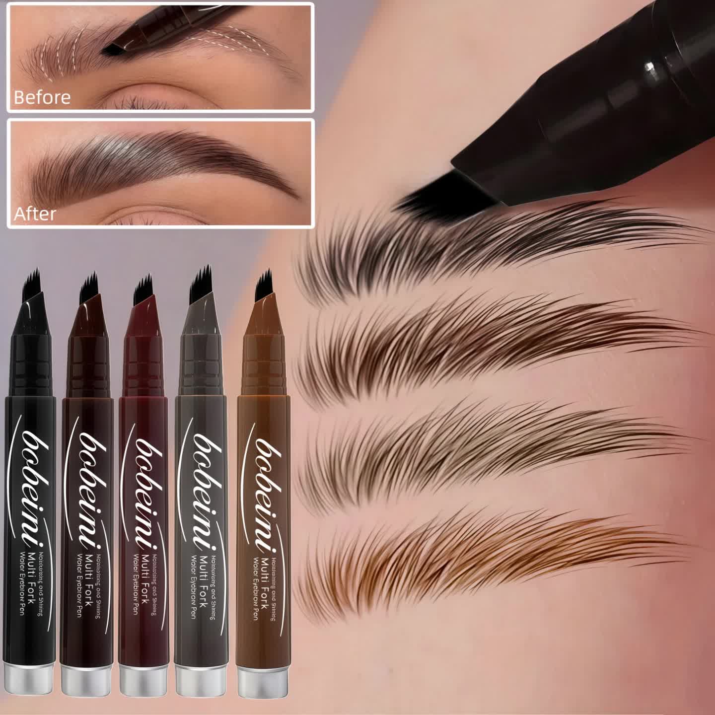 Dual-Effect Quick-Result Waterproof Eyebrow Pencil: Multi-branch Brush Head Design for Defining Each Eyebrow Hair with a Single Stroke + Precise Hairline Filling. Waterproof, Long-lasting Color That Resists Smudging. Three-dimensional Hair-like Flow