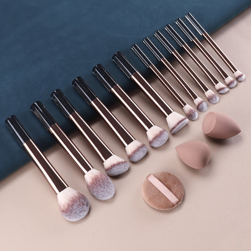 Luxury 15-Piece Makeup Brush Set – Soft Bristles & 5 Stunning Colors