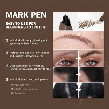 Dual-Effect Quick-Result Waterproof Eyebrow Pencil: Multi-branch Brush Head Design for Defining Each Eyebrow Hair with a Single Stroke + Precise Hairline Filling. Waterproof, Long-lasting Color That Resists Smudging. Three-dimensional Hair-like Flow