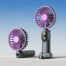 Portable Rechargeable Mini Fan – 6 Speeds, LED Display & Foldable Base