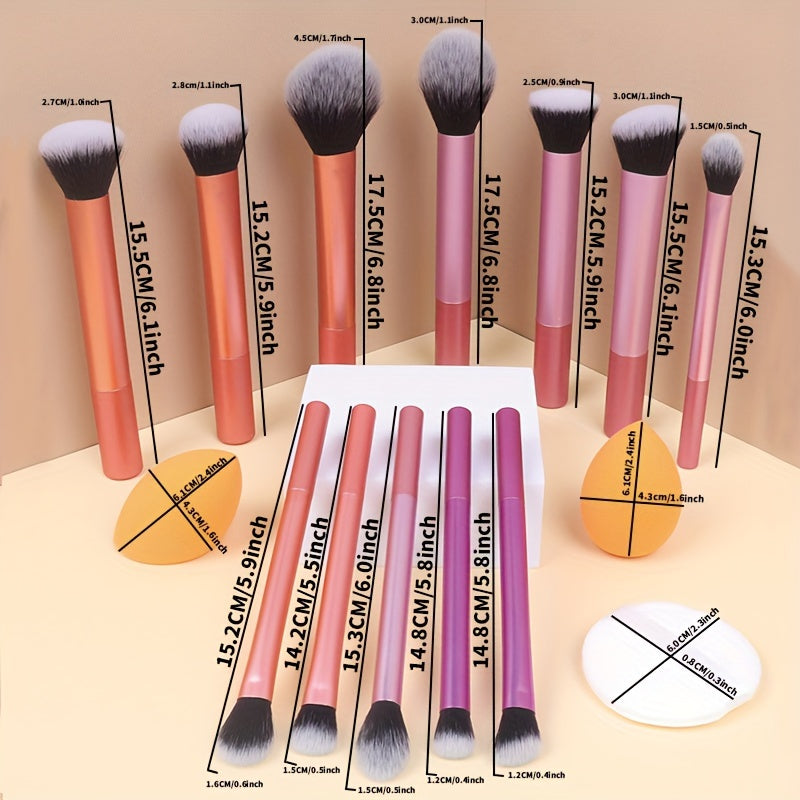 12pcs Makeup Brush Set + Free Powder Puff