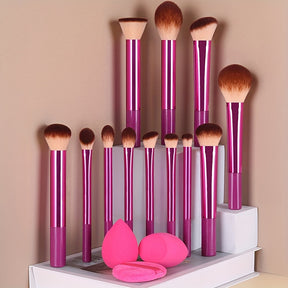 Luxury 15-Piece Makeup Brush Set – Soft Bristles & 5 Stunning Colors