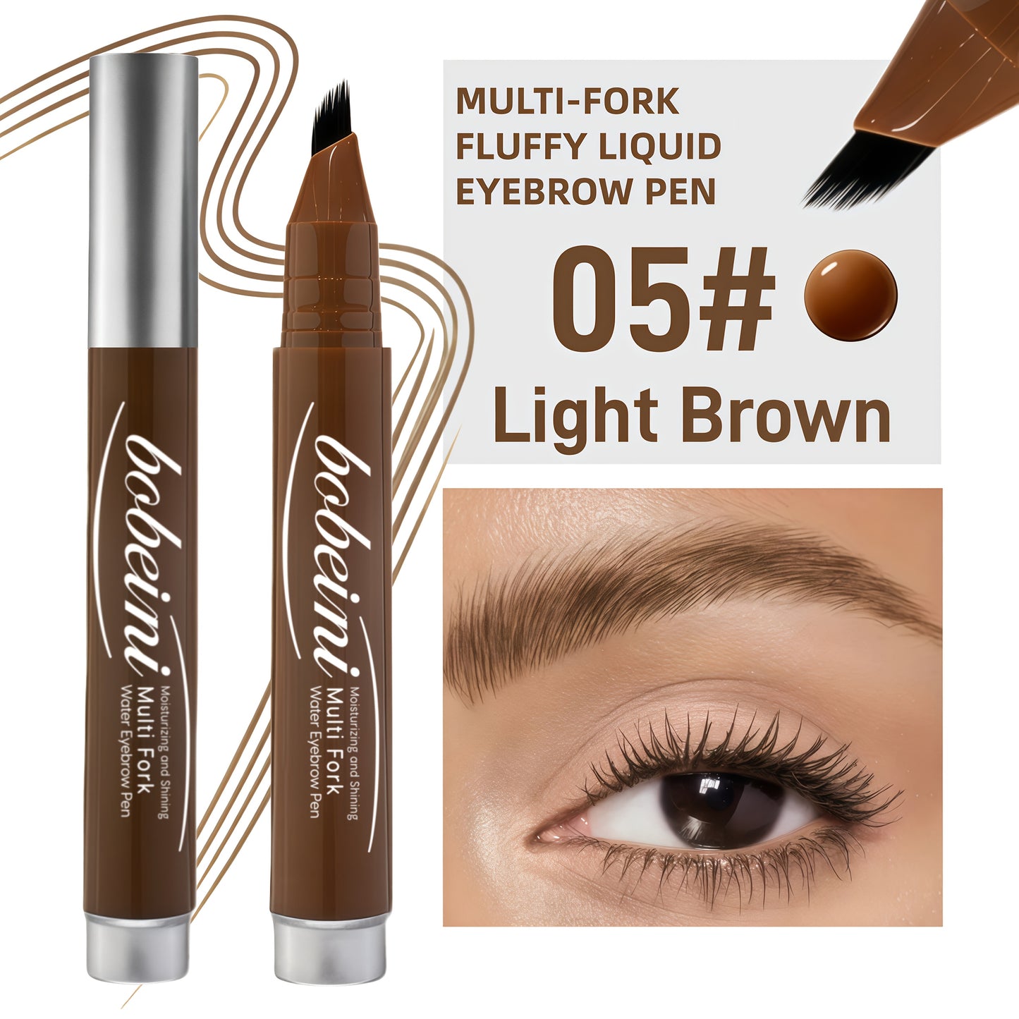 Dual-Effect Quick-Result Waterproof Eyebrow Pencil: Multi-branch Brush Head Design for Defining Each Eyebrow Hair with a Single Stroke + Precise Hairline Filling. Waterproof, Long-lasting Color That Resists Smudging. Three-dimensional Hair-like Flow