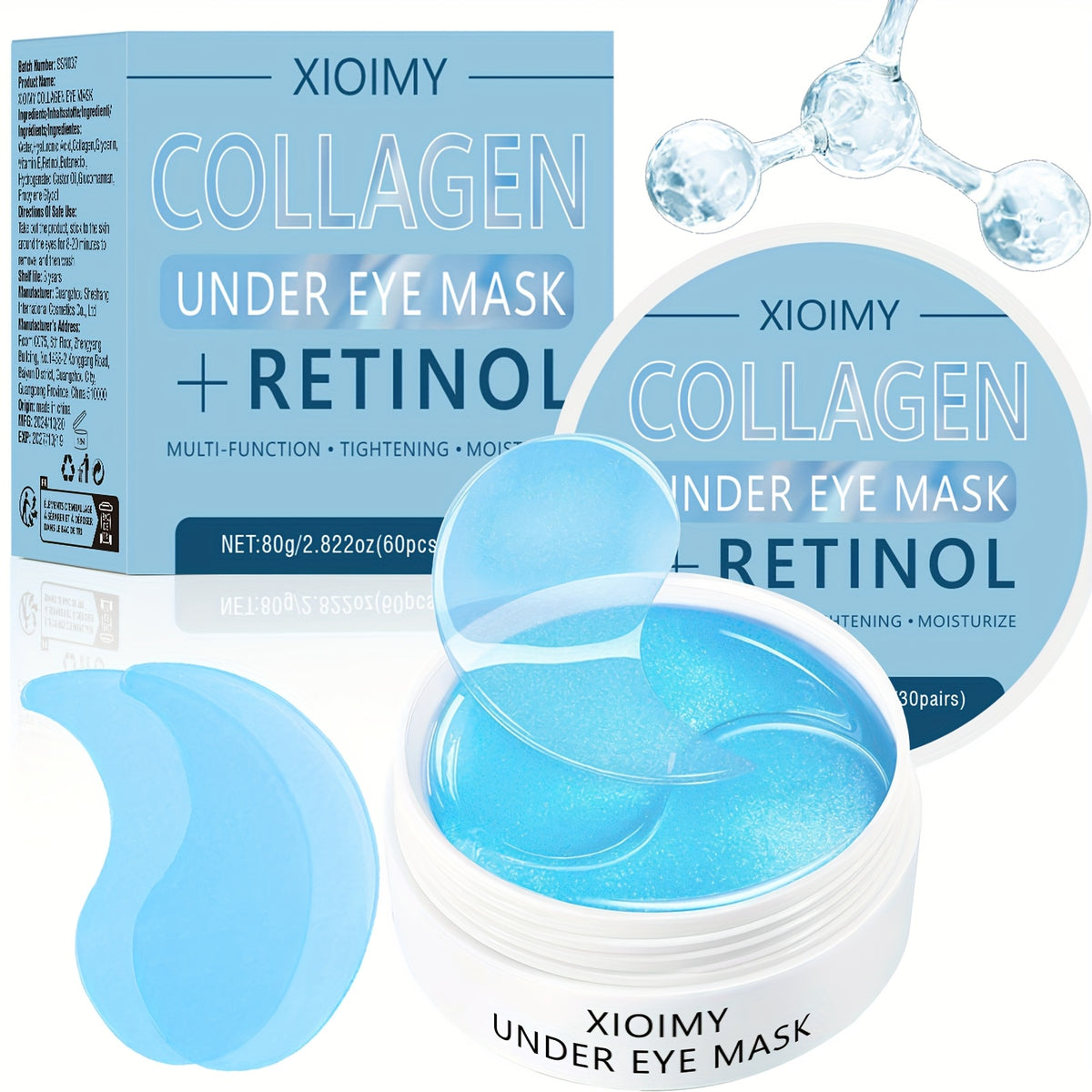 60-Pack Collagen & Retinol Eye Masks – Hydrating, Brightening & Anti-Aging Treatment
