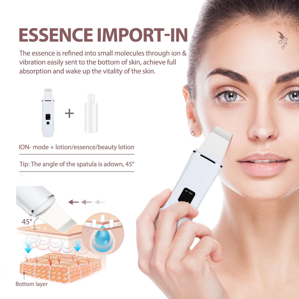 Skin Scrubber Esfoliante Ultrassônico Facial Limpador de Poros e Acne