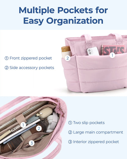 PuffEase Square Cotton Padded Tote Bag