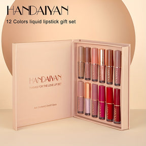 12-kleurige fluwelen lipglossset – waterdicht, niet-plakkerig en langdurige glans