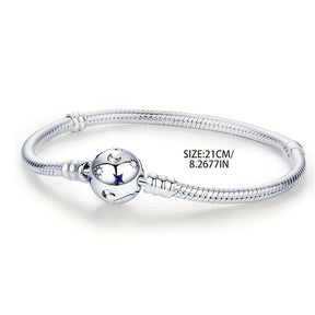 Elegant 925 Silver-Plated Moon & Stars Bracelet with Synthetic Zirconia