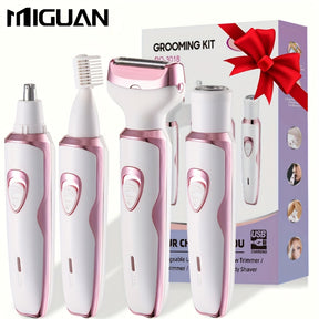4-in-1 oplaadbare scheerapparaat voor vrouwen - Trimmer voor gezicht, lichaam, neus en wenkbrauwen
