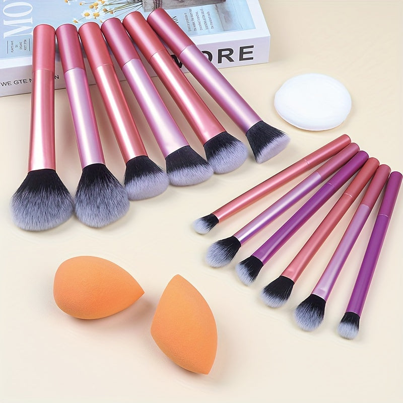12-delige Make-up Kwastenset + Gratis Poederdons