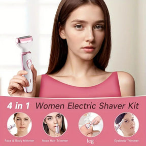 4-in-1 oplaadbare scheerapparaat voor vrouwen - Trimmer voor gezicht, lichaam, neus en wenkbrauwen