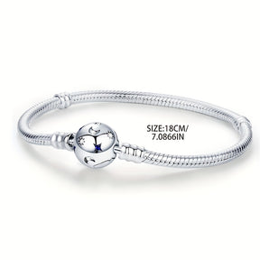 Elegant 925 Silver-Plated Moon & Stars Bracelet with Synthetic Zirconia