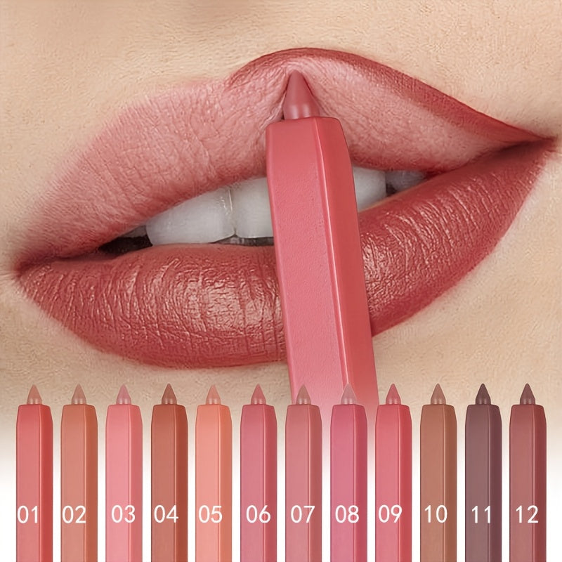 12-Color Waterproof Lip Liner Set – Long-Lasting & Smudge-Proof for Perfect Lips