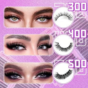Complete Individual Clusters Lashes Kit – 640 Pieces, Easy Application